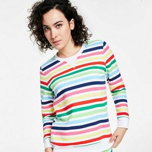 Women's Printed stripped colorful top Crewneck.